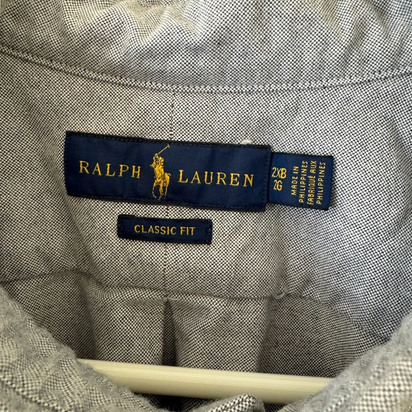 Men’s Ralph Lauren Button Down. Color Gray. Size 2XB. - Picture 3 of 4